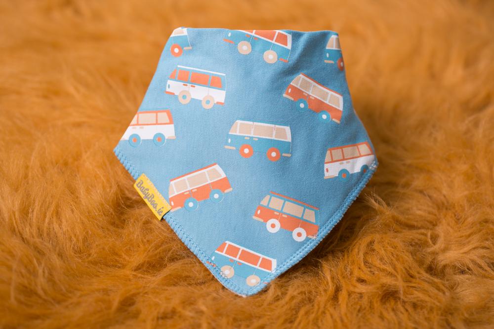 Vintage campervan organic cotton DribbleBoo bandana bib