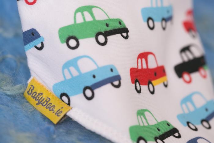 Vroom vroom cars organic cotton DribbleBoo bandana bib