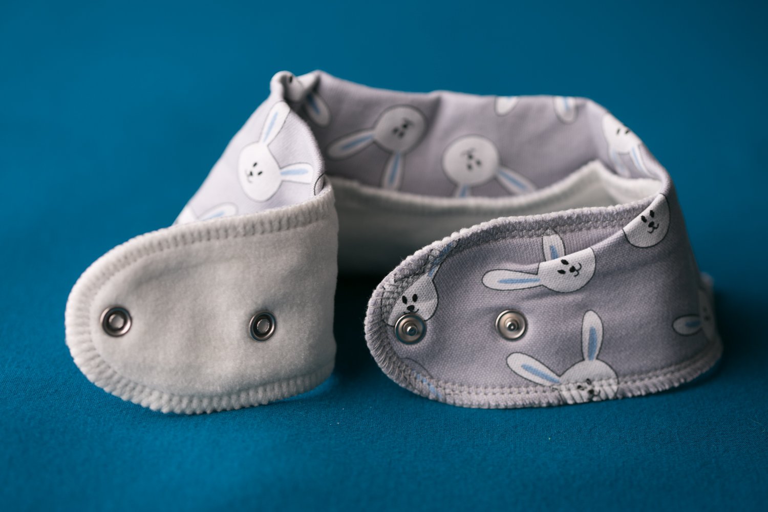 Grey bunnies organic cotton DribbleBoo bandana bib