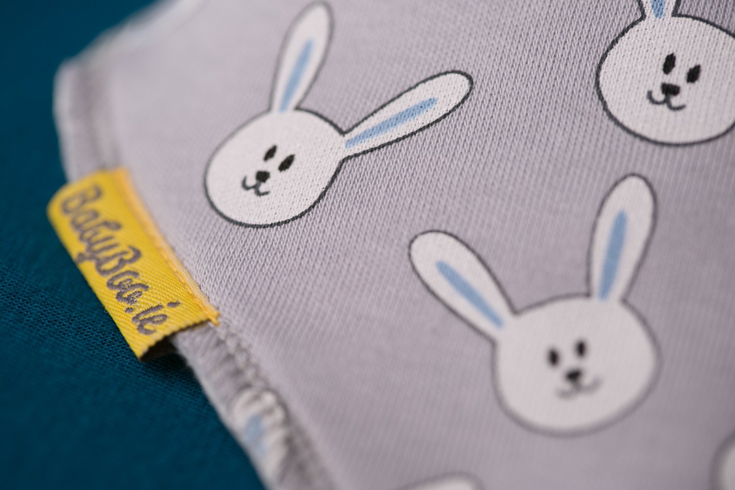Grey bunnies organic cotton DribbleBoo bandana bib