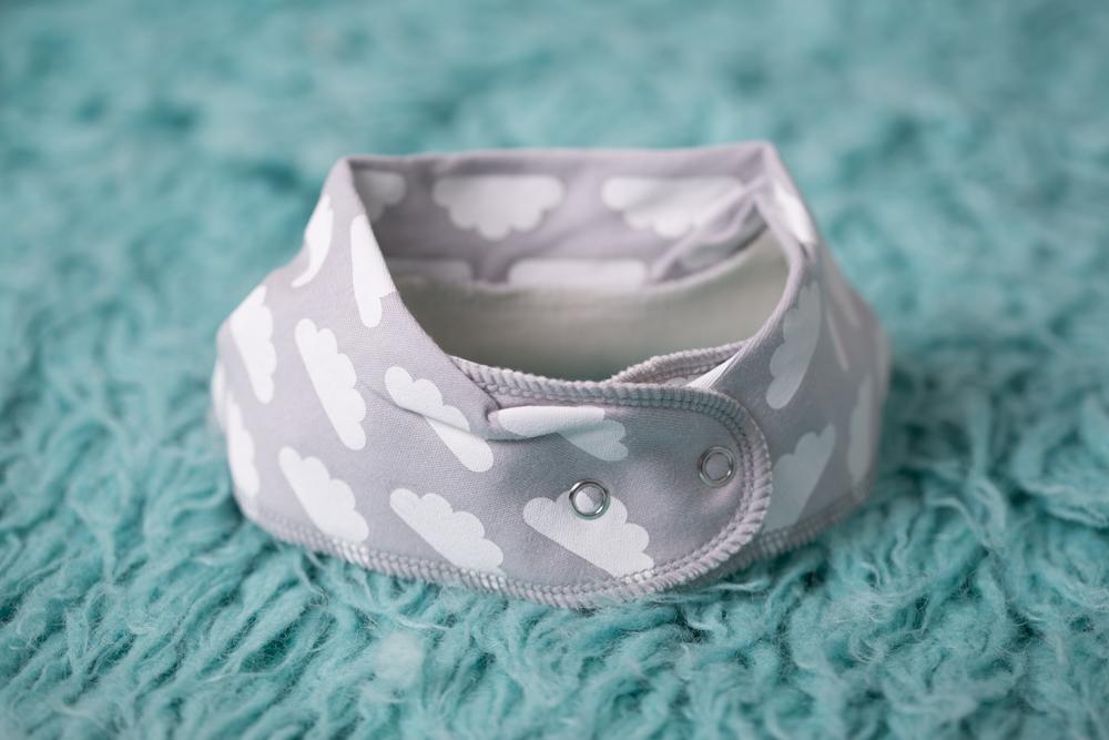 Up in the grey clouds organic cotton DribbleBoo bandana bib