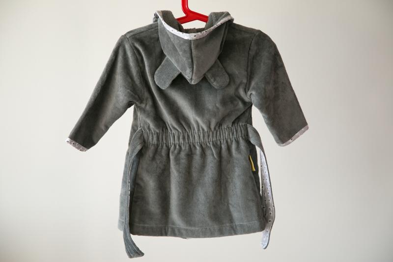 Grey Ellie elephant organic cotton CozyBoo robe