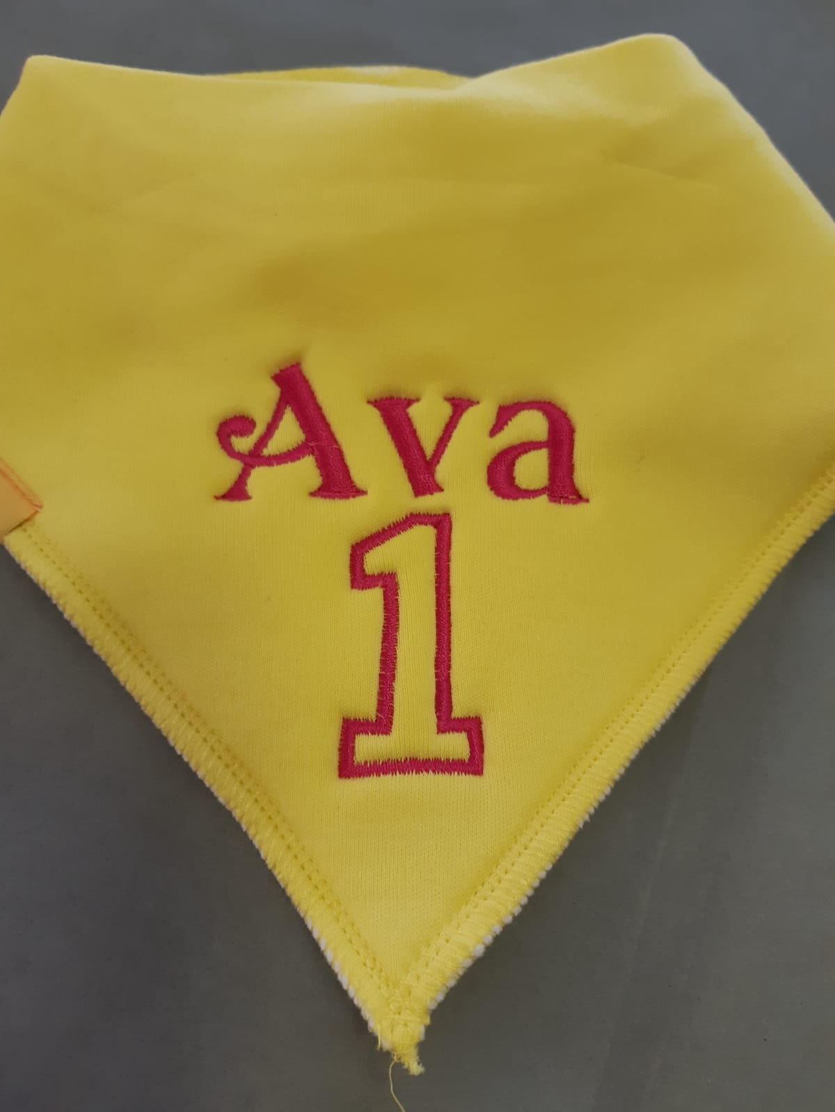 Birthday name/age organic cotton Dribbleboo bandana bib