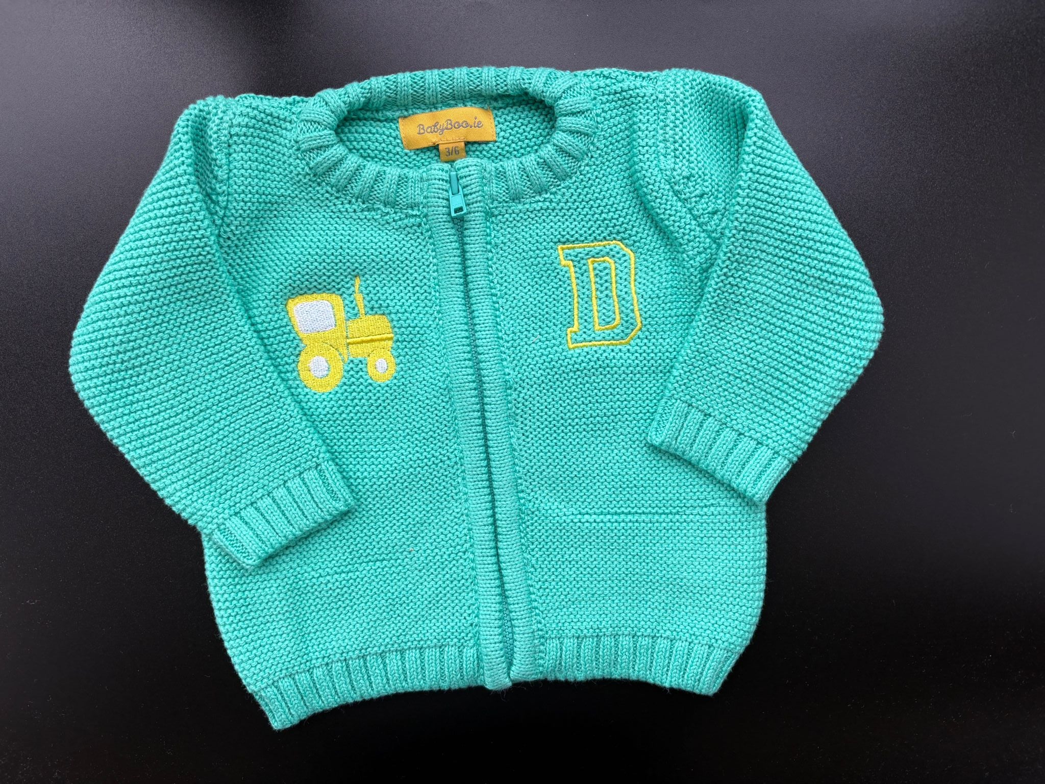 Cyan organic cotton zipped cardigan