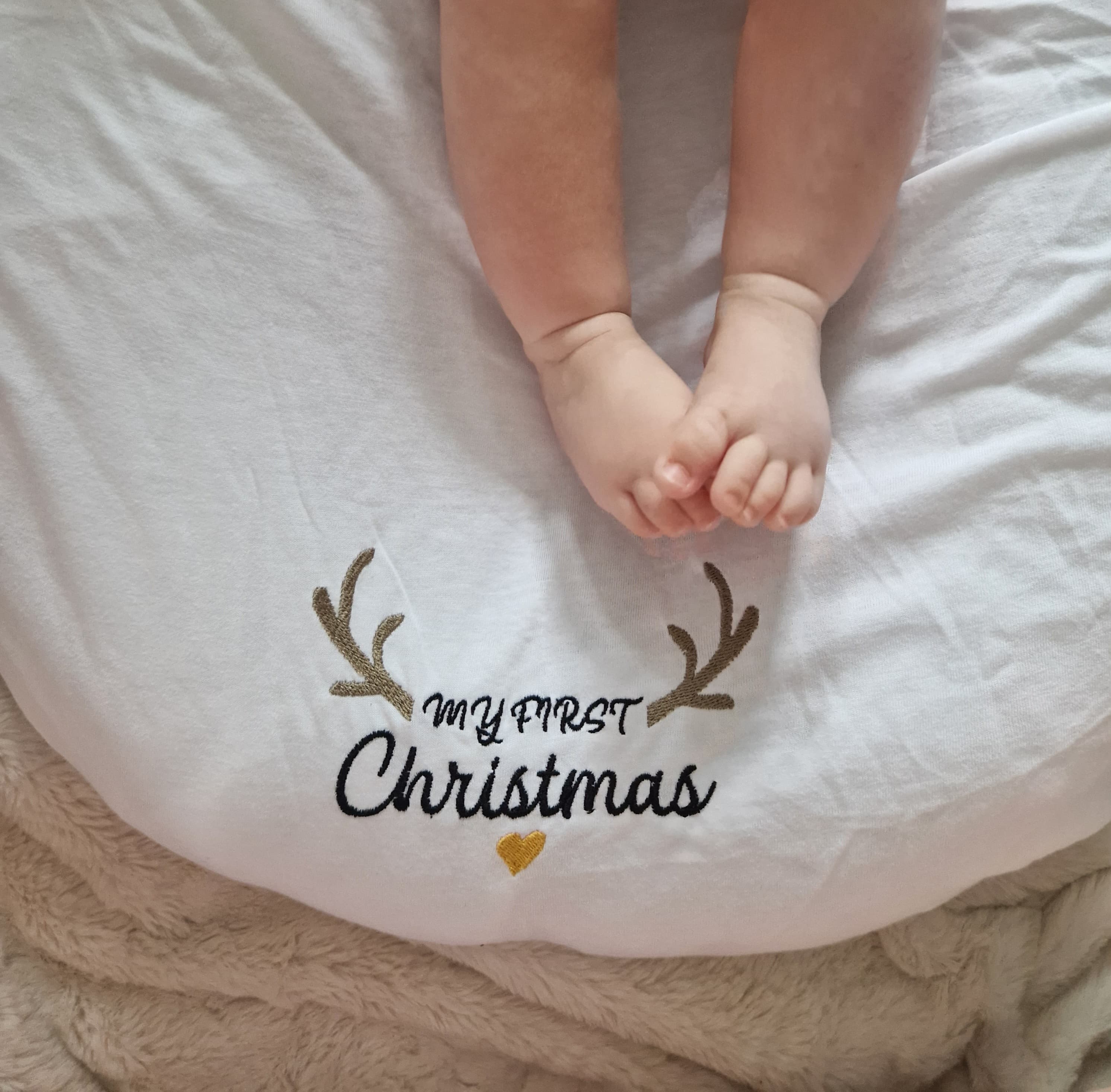 My 1st Christmas white organic cotton BeddyBoo fitted sheet