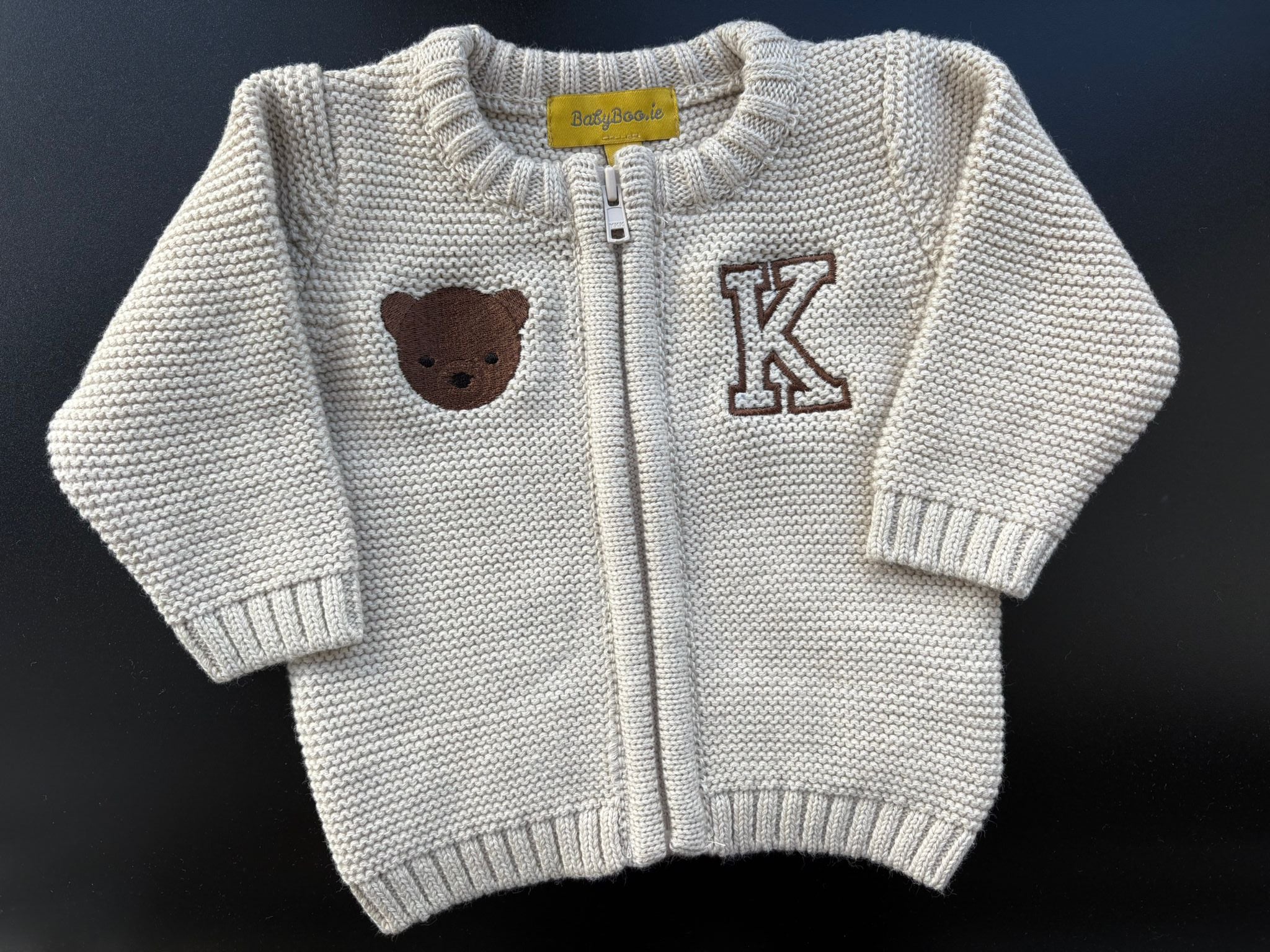 Ecru organic cotton zipped cardigan