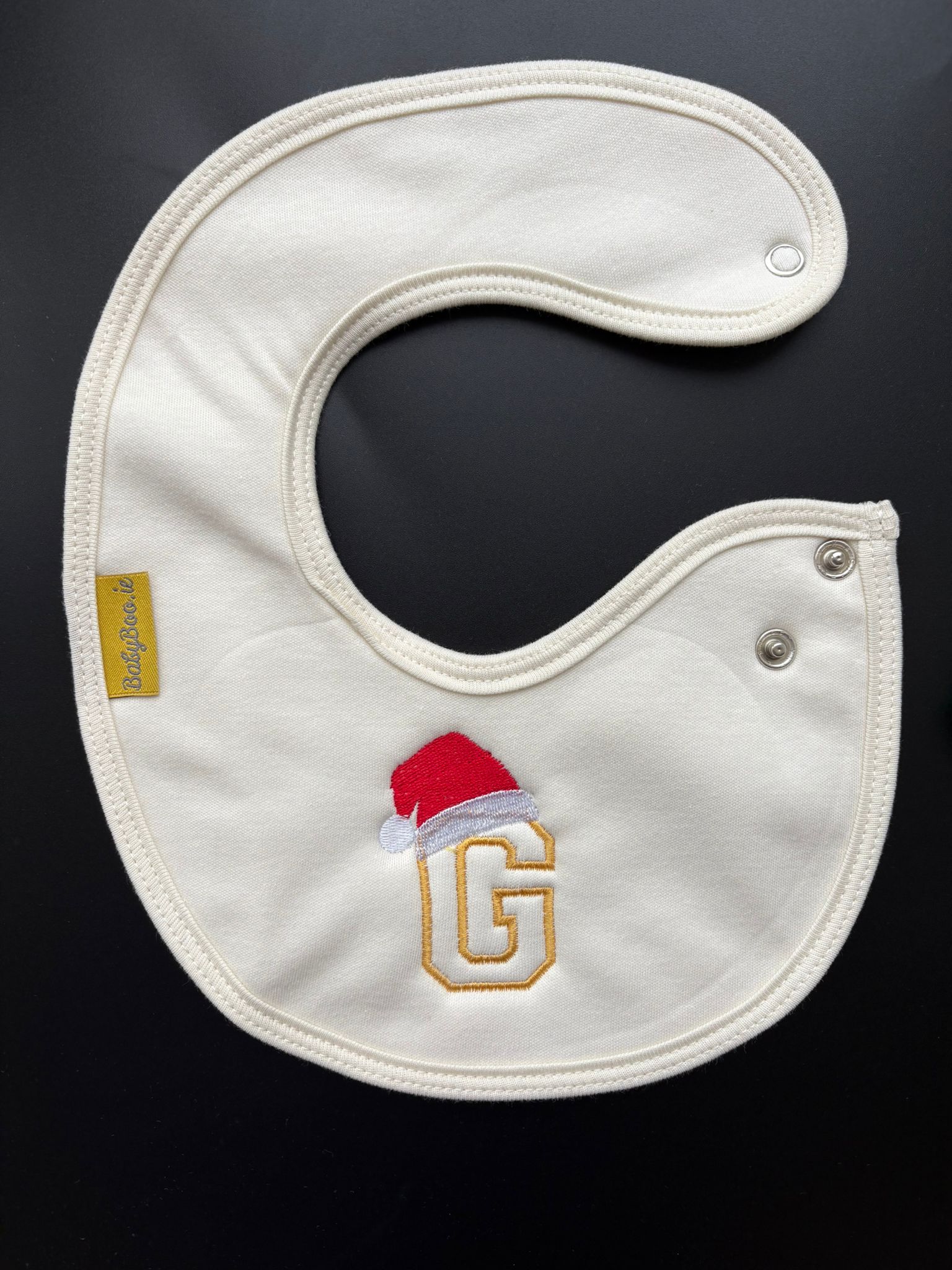 Letterman with Santa Hat organic cotton LittleBoo newborn bib