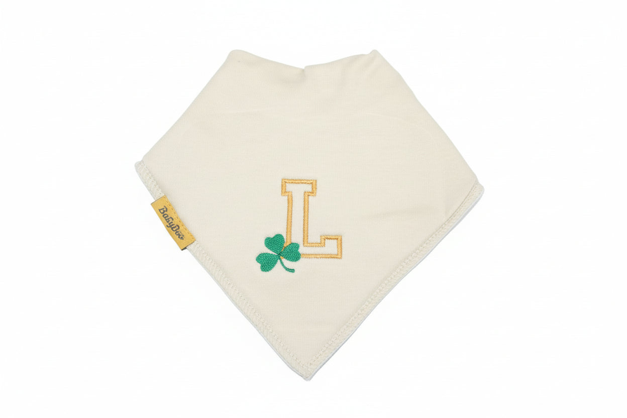 Letterman with Shamrock Organic Cotton DribbleBoo Bib