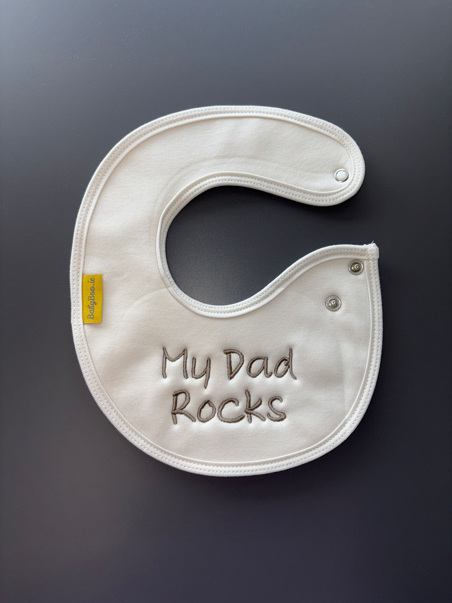 My Dad Rocks organic cotton LittleBoo newborn bib