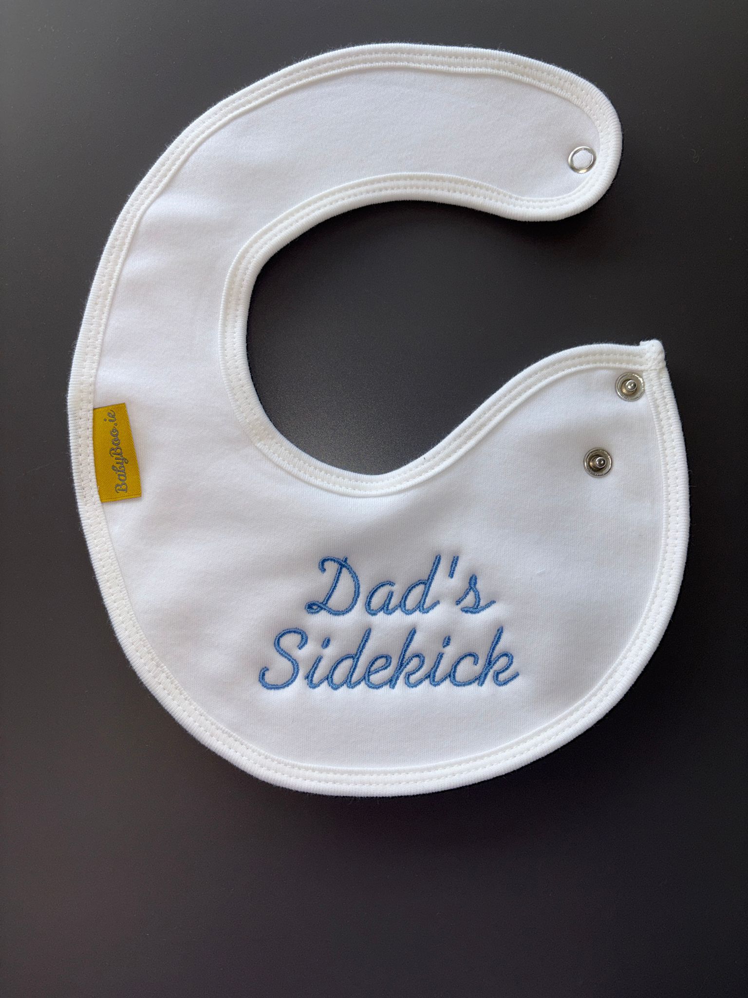 Dad's Sidekick organic cotton LittleBoo newborn bib