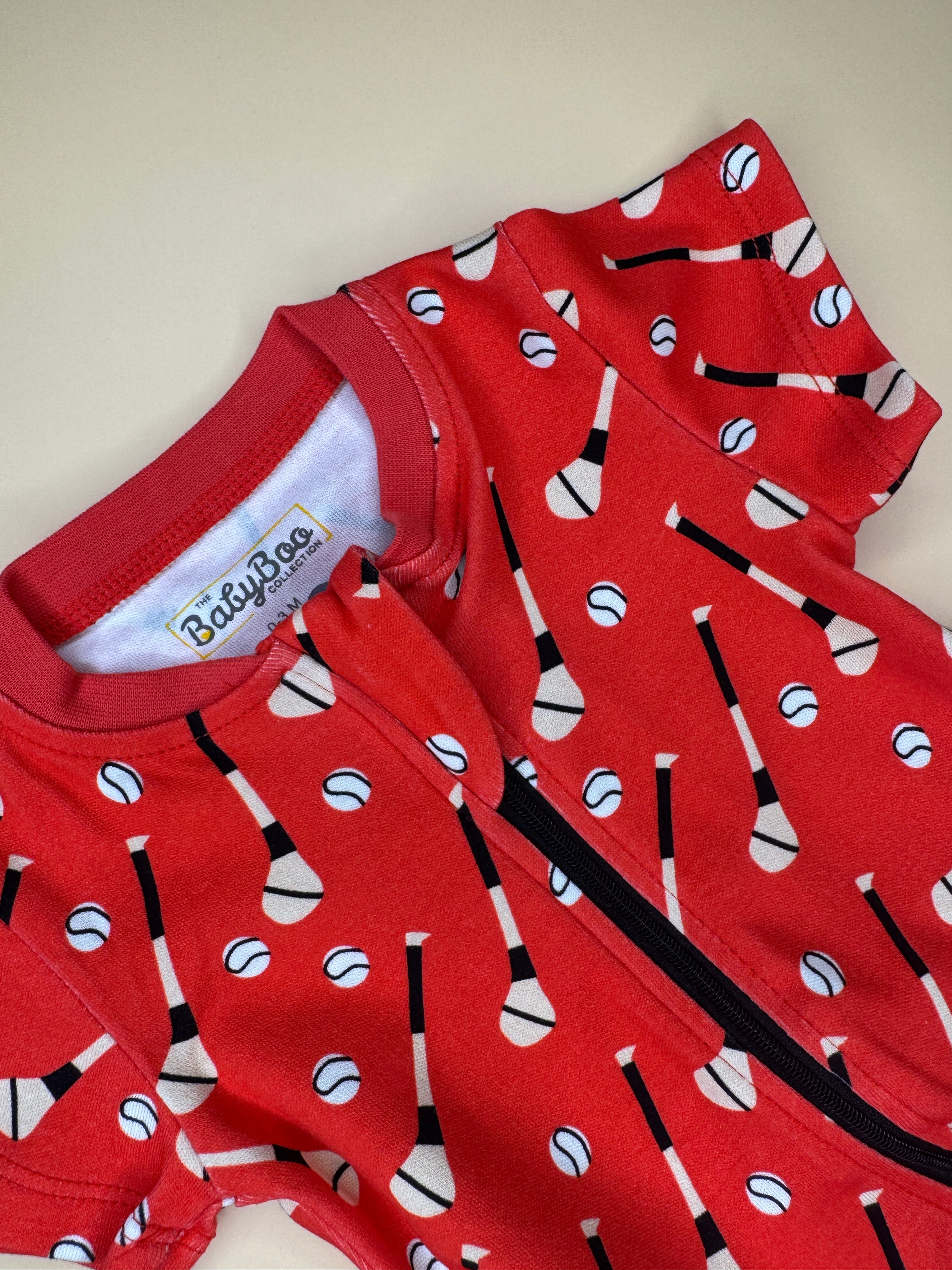 Red GAA organic cotton ShortieBoo suit