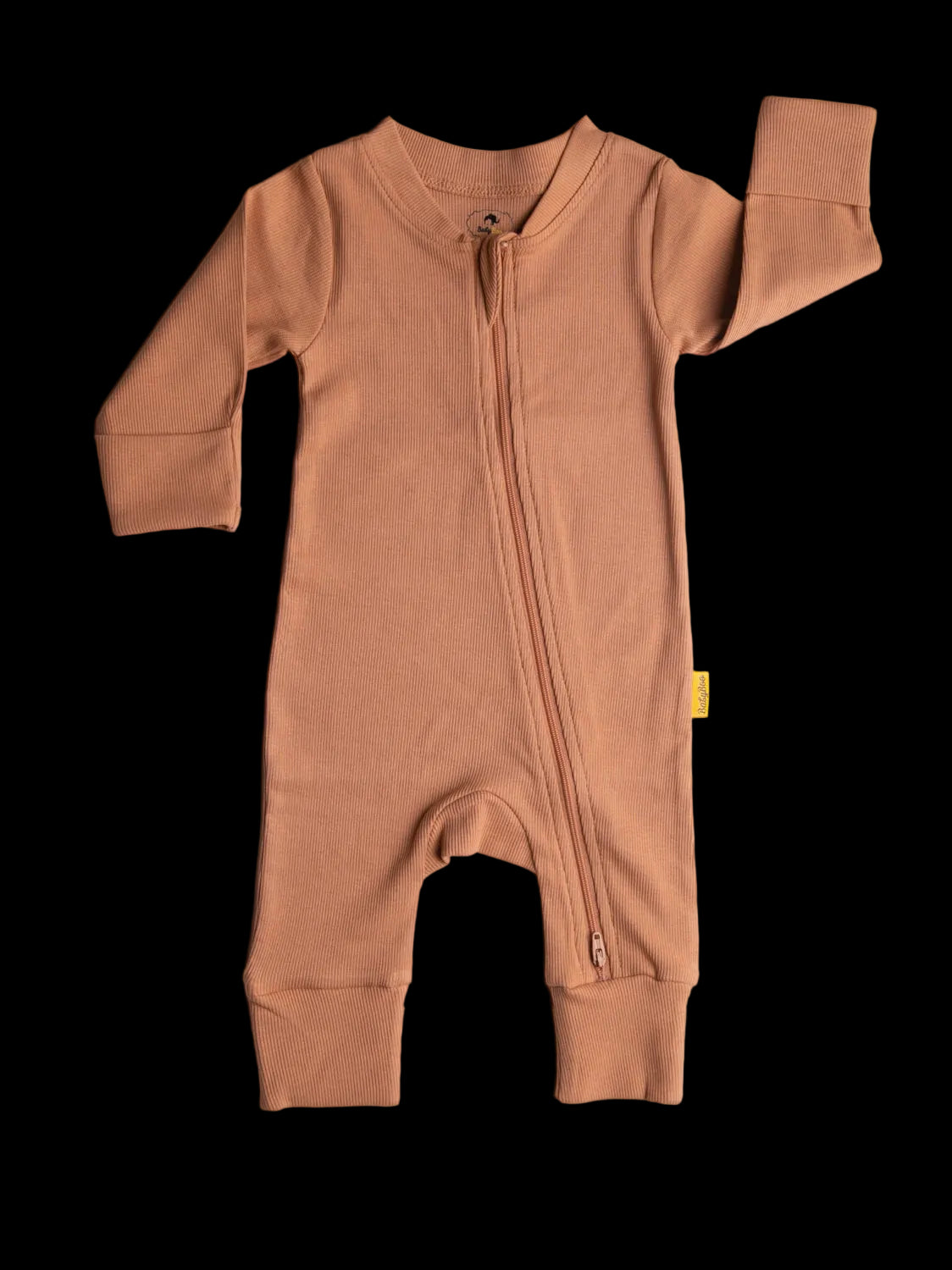 Caramel ribbed organic cotton ZippyBoo suit