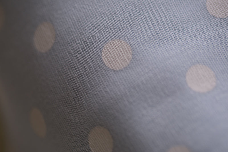 Blue with white Polka organic cotton DribbleBoo bandana bib