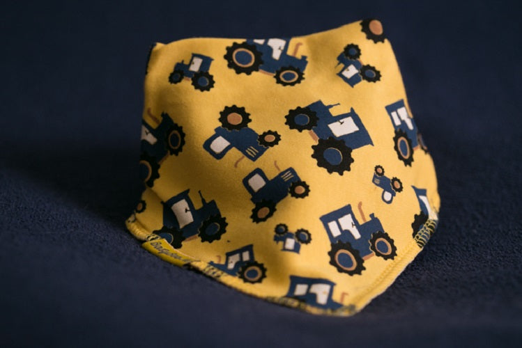 Yellow Tractors dribbleboo bandana bib