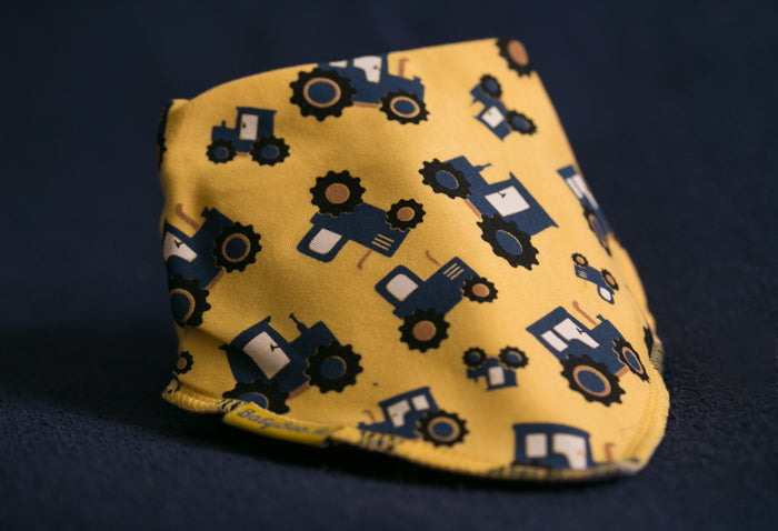 Blue tractors bandana bib
