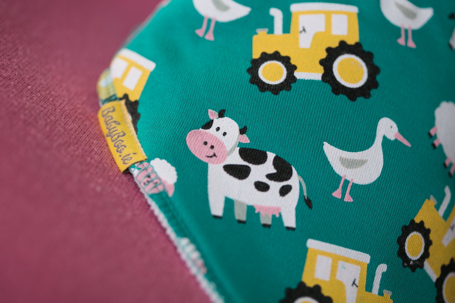 Jade green farmyard organic cotton DribbleBoo bandana bib