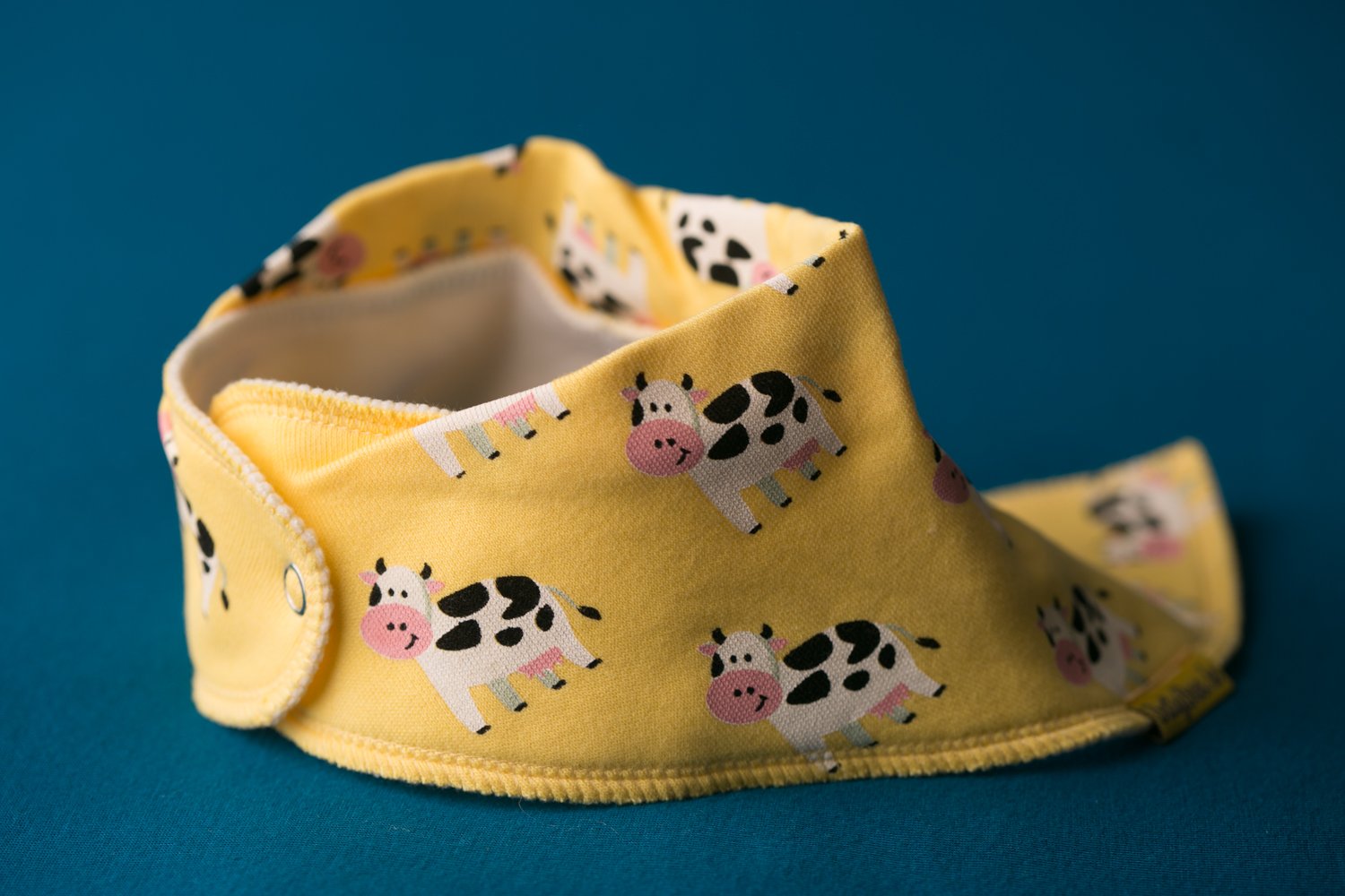 Lemon Bessie cow organic cotton DribbleBoo bandana bib