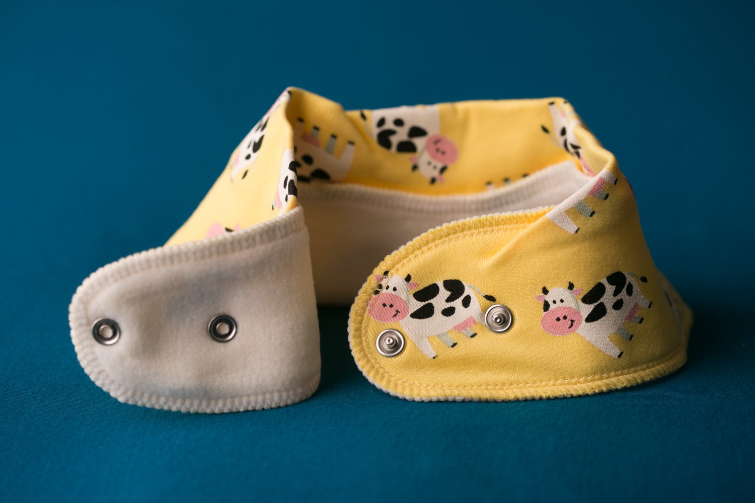 Lemon Bessie cow organic cotton DribbleBoo bandana bib