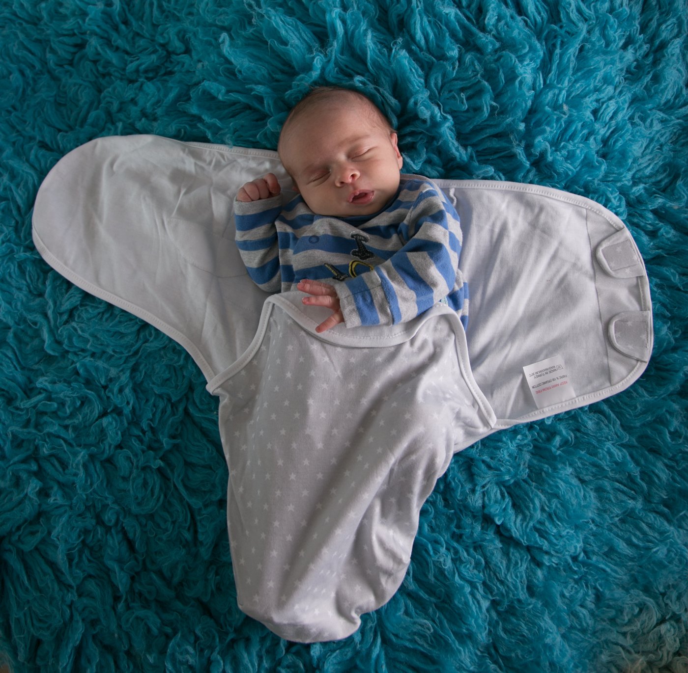 Mini grey stars organic cotton SwaddleBoo