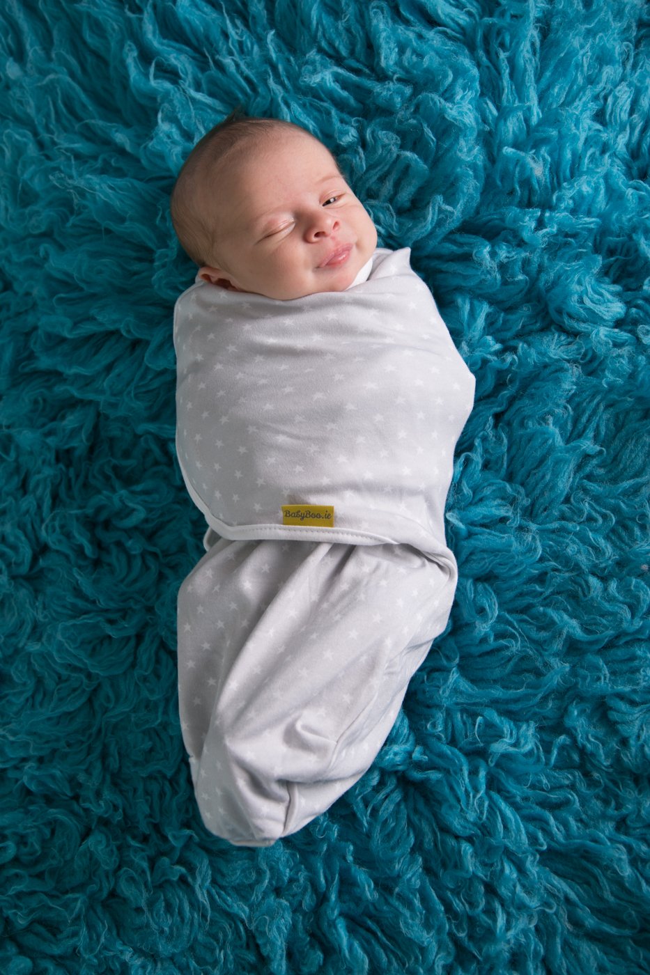 Mini grey stars organic cotton SwaddleBoo