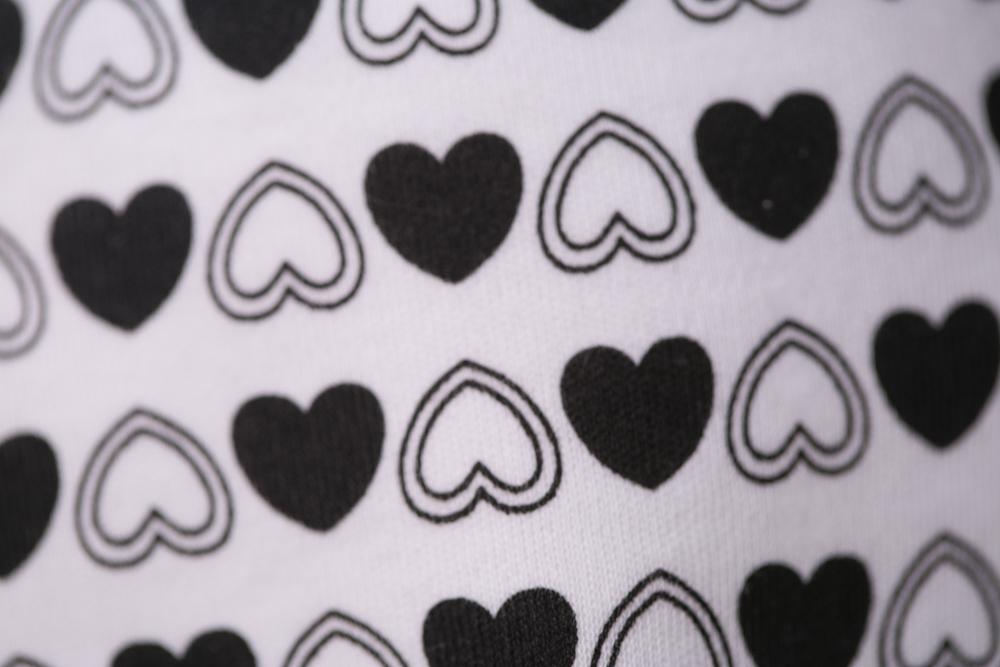 Monochrome hearts organic cotton DribbleBoo bandana bib