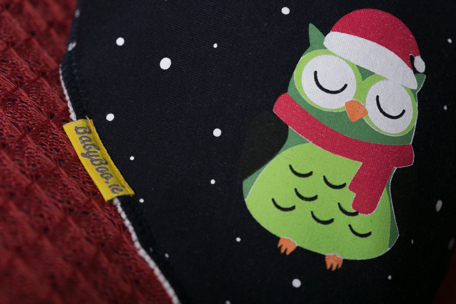 Navy Oliver Owl organic cotton DribbleBoo bandana bib