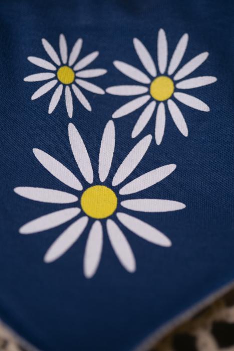 Navy daisy organic cotton DribbleBoo bandana bib