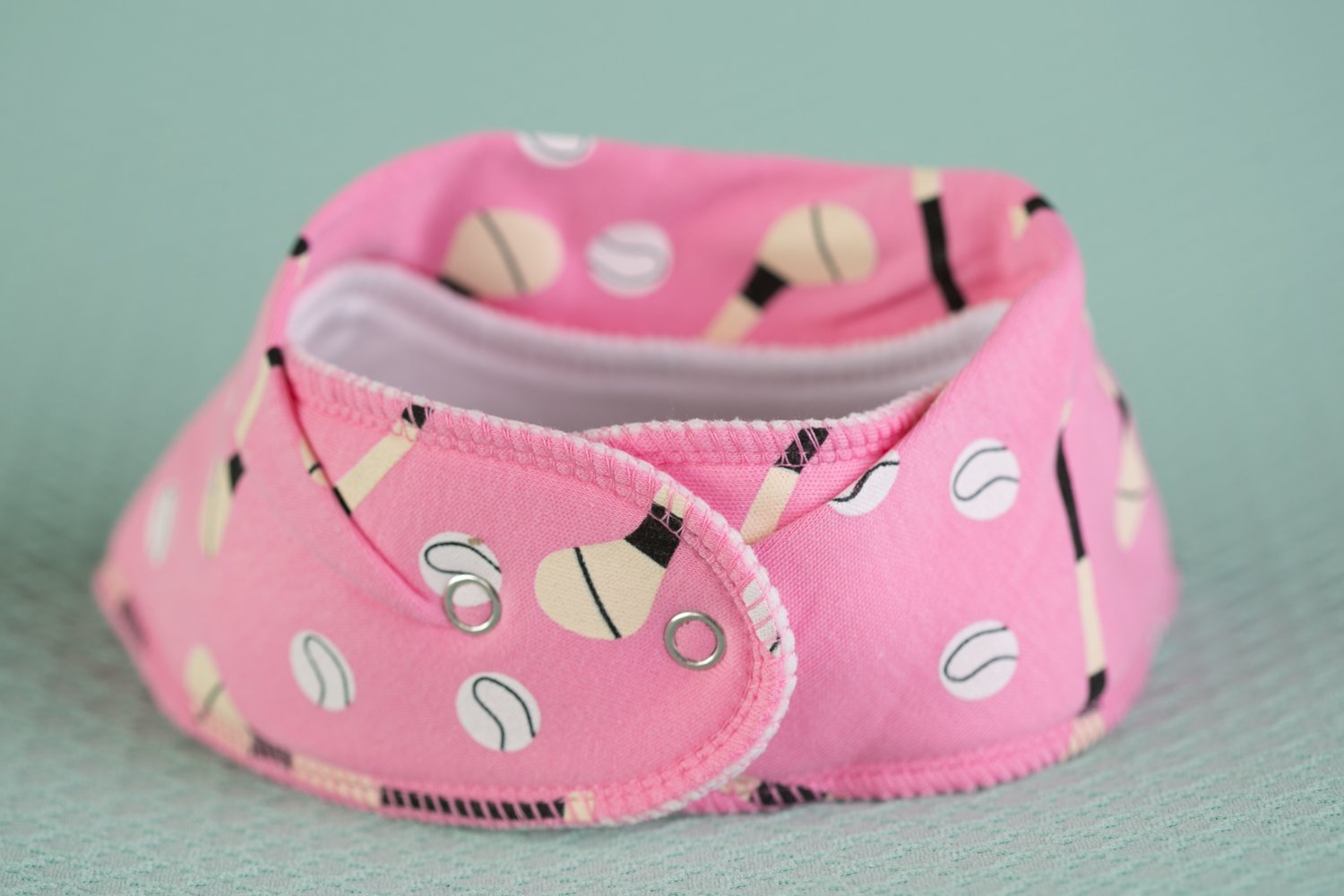 Pink GAA mad organic cotton DribbleBoo bandana bib