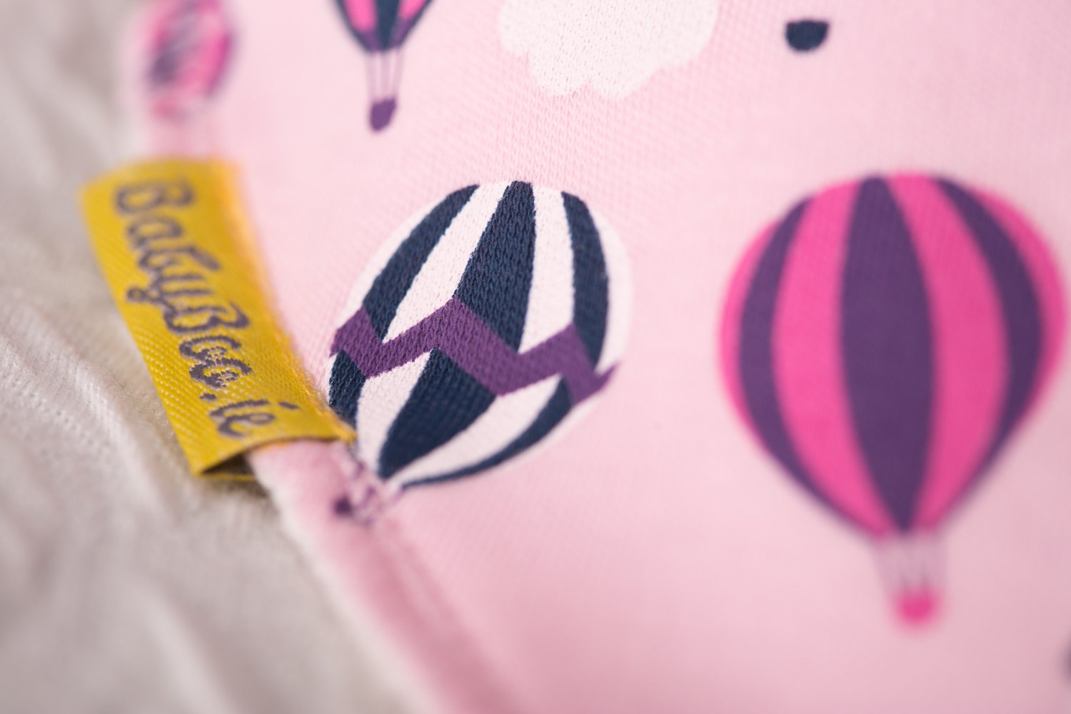 Float away pink hot air balloons organic cotton DribbleBoo bandana bib
