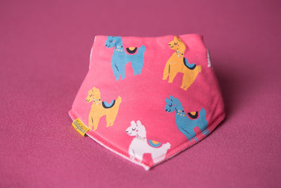 Pink Llamas Organic Cotton DribbleBoo bandana bib