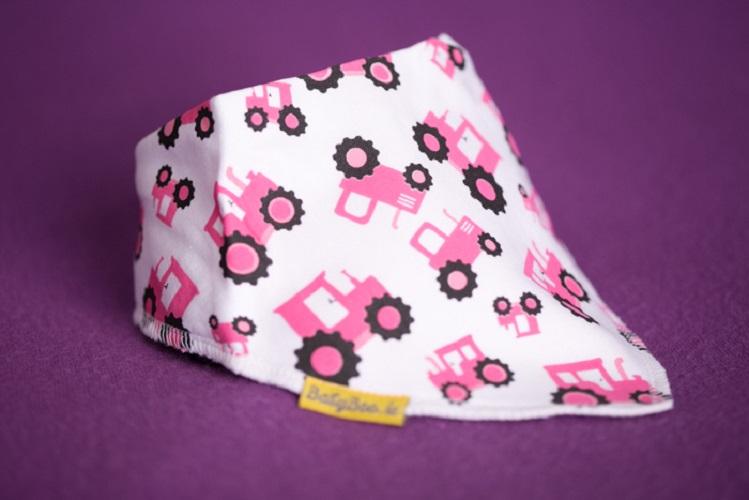 Pink Tessie the tractor organic cotton DribbleBoo bandana bib