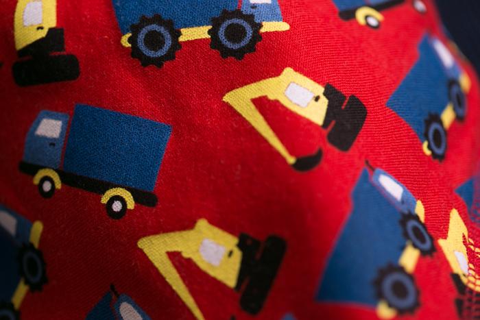 Red trucks & diggers organic cotton DribbleBoo bandana bib