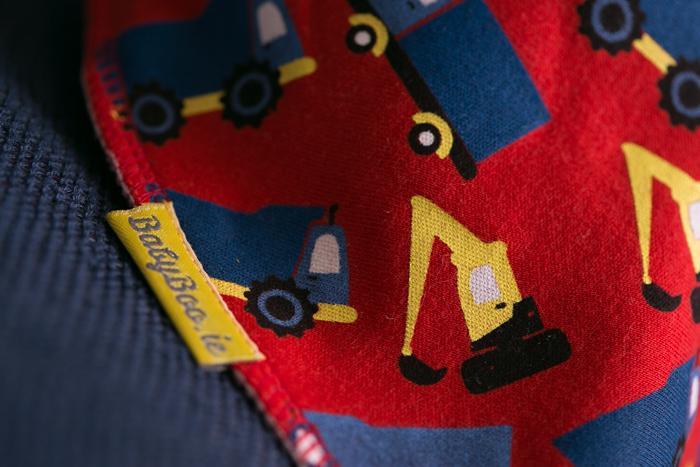 Red trucks & diggers organic cotton DribbleBoo bandana bib