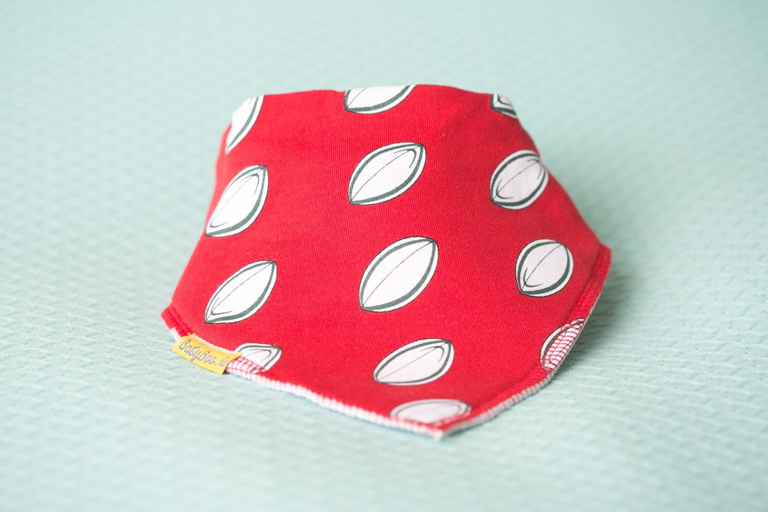Red rugby fan organic cotton DribbleBoo bandana bib