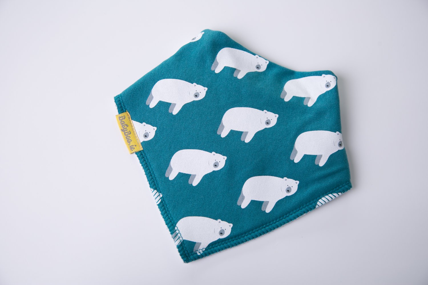 Teal polar bears organic cotton DribbleBoo bandana bib