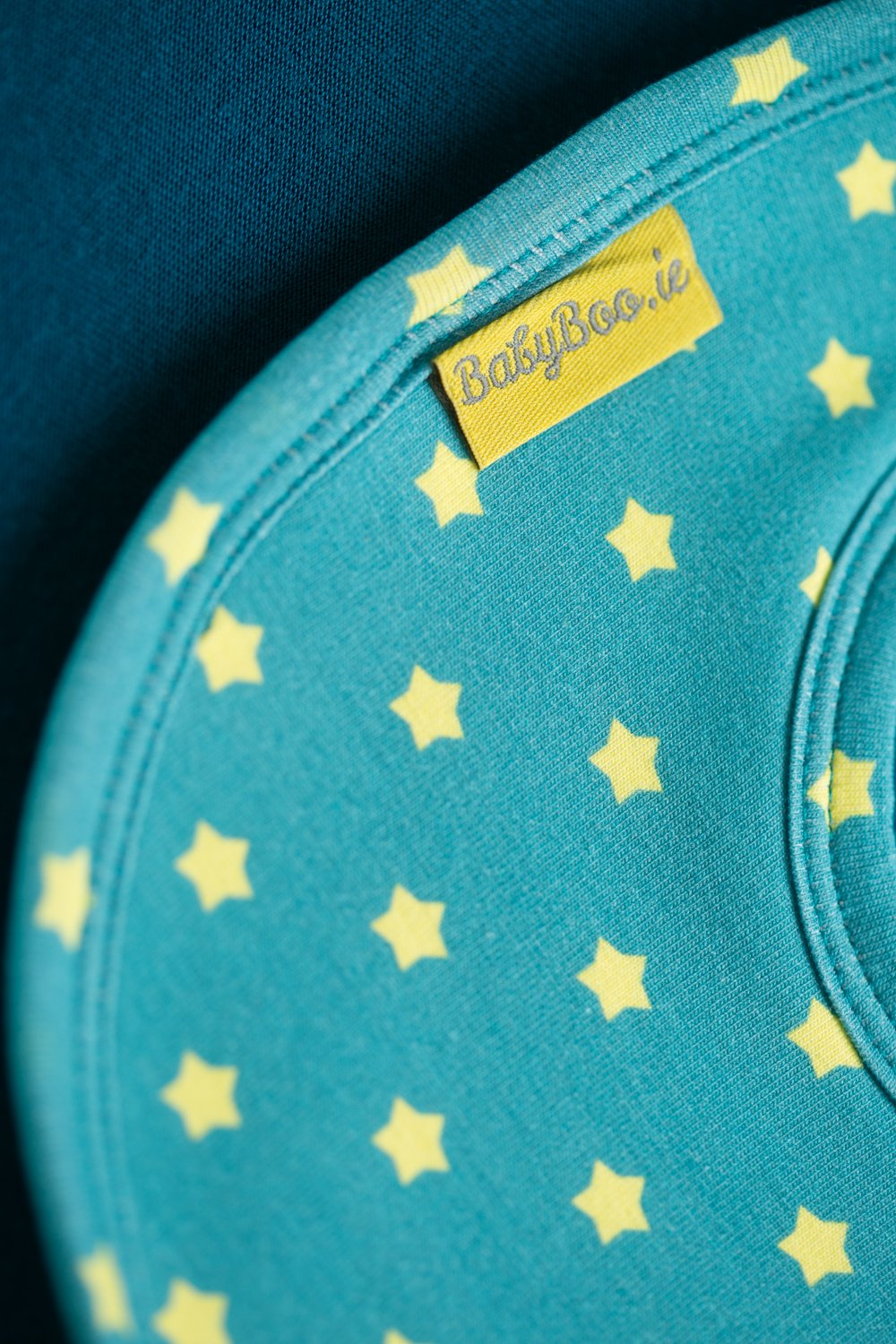 Teal and sunshine stars organic cotton LittleBoo baby bib
