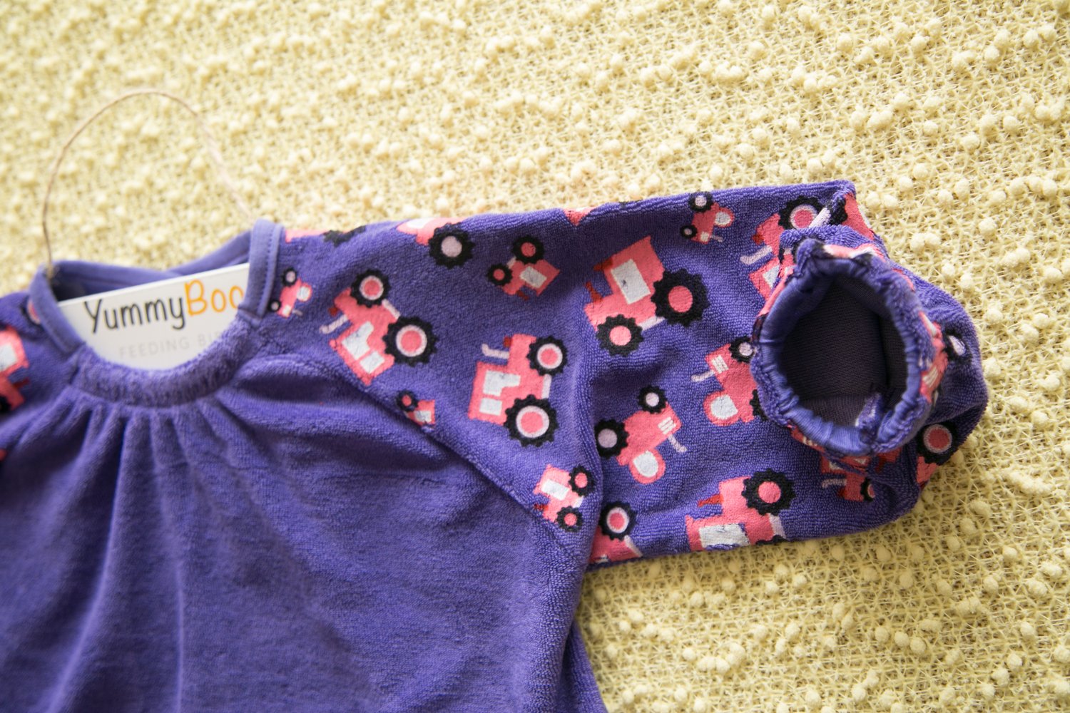 Purple Tessie tractors YummyBoo feeding bib