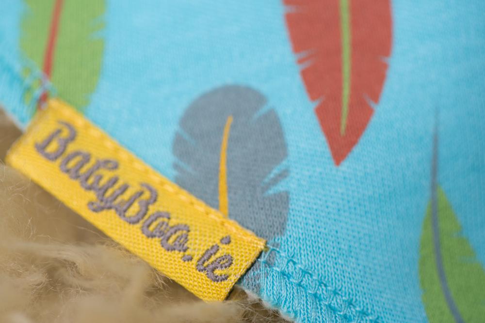 Turquoise feathers organic Cotton DribbleBoo bandana bib