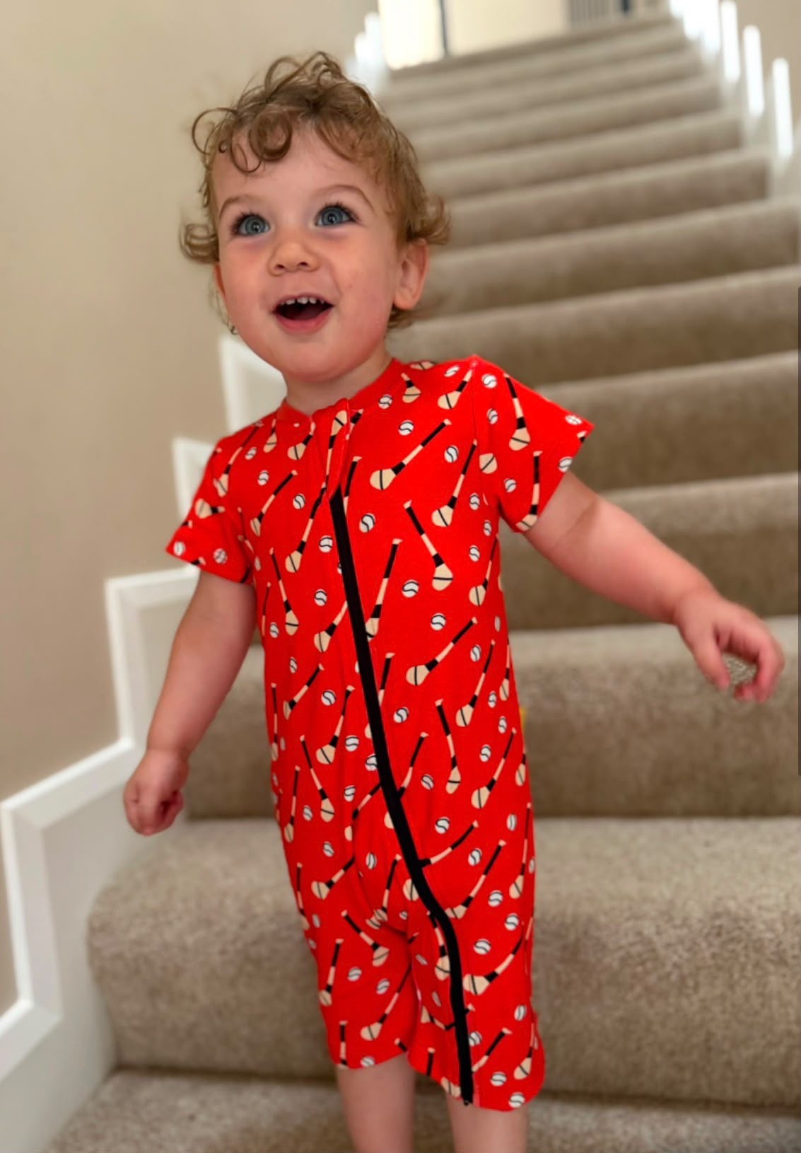 Red GAA organic cotton ShortieBoo suit