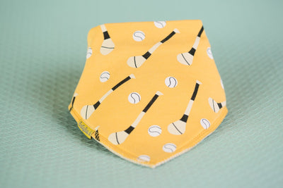 Yellow GAA mad organic cotton DribbleBoo bandana bib