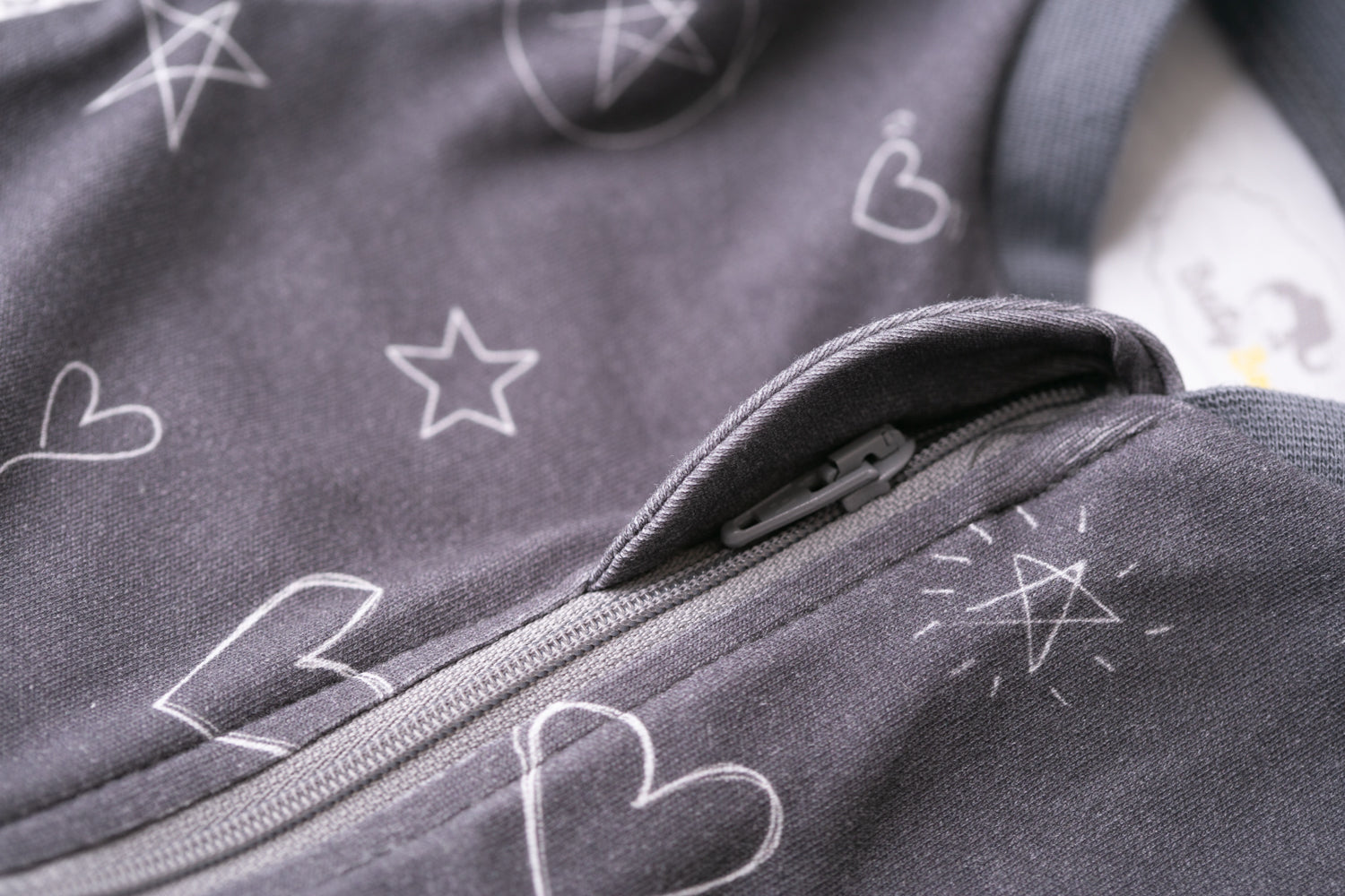 Charcoal doodling organic cotton ZippyBoo suit