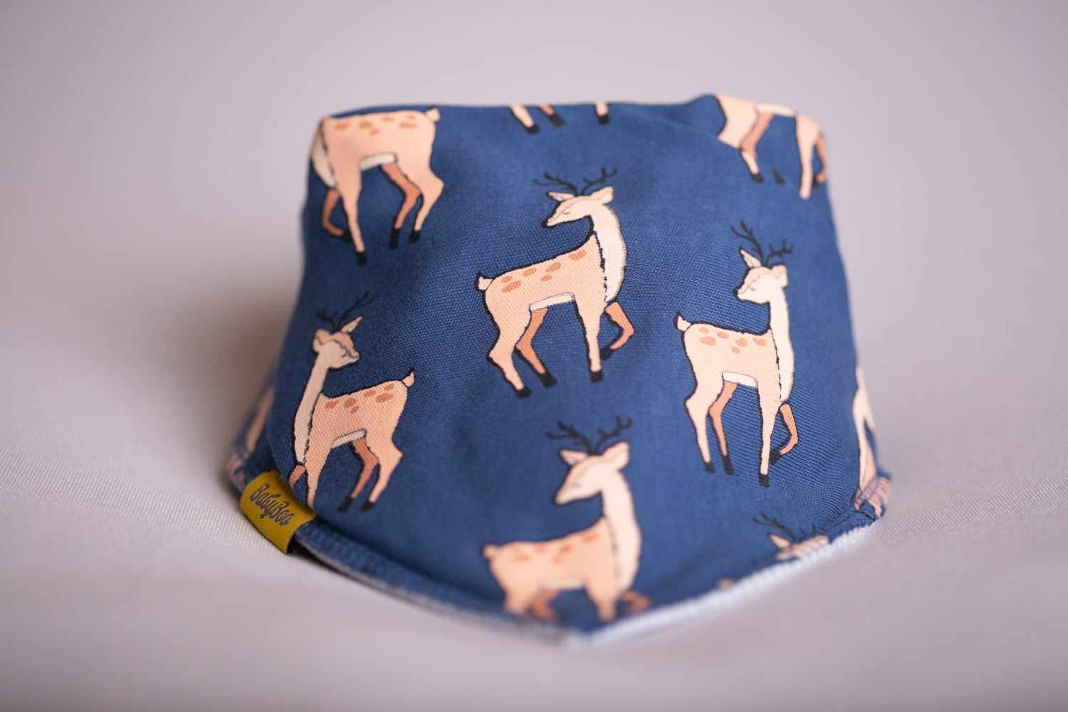 Navy deer organic cotton DribbleBoo bandana bib
