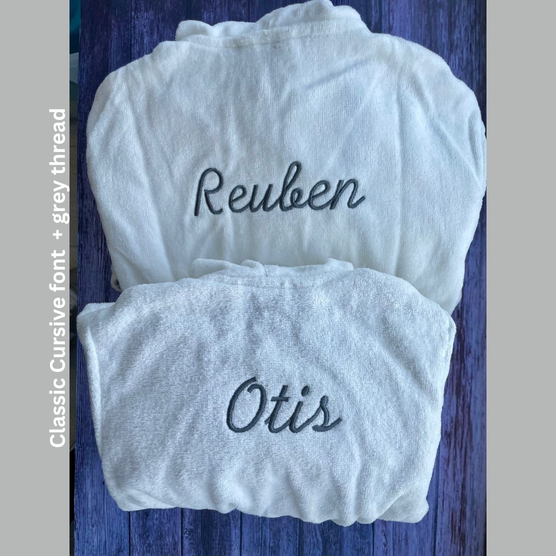 White with grey stars trim organic cotton CozyBoo robe