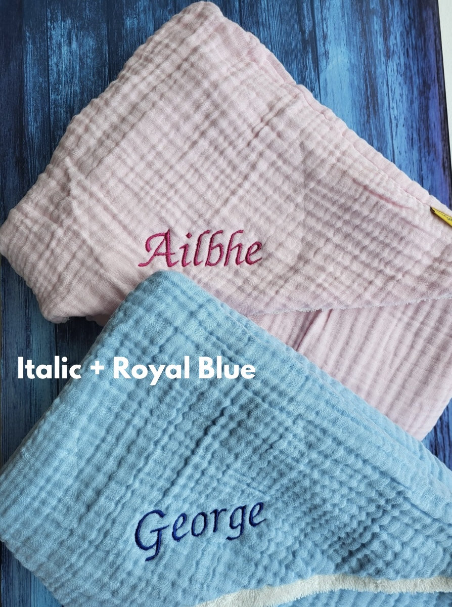 Baby blue organic cotton hooded towel