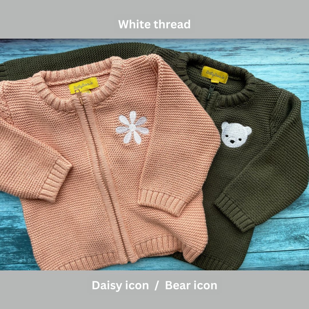 Blush organic cotton zipped cardigan