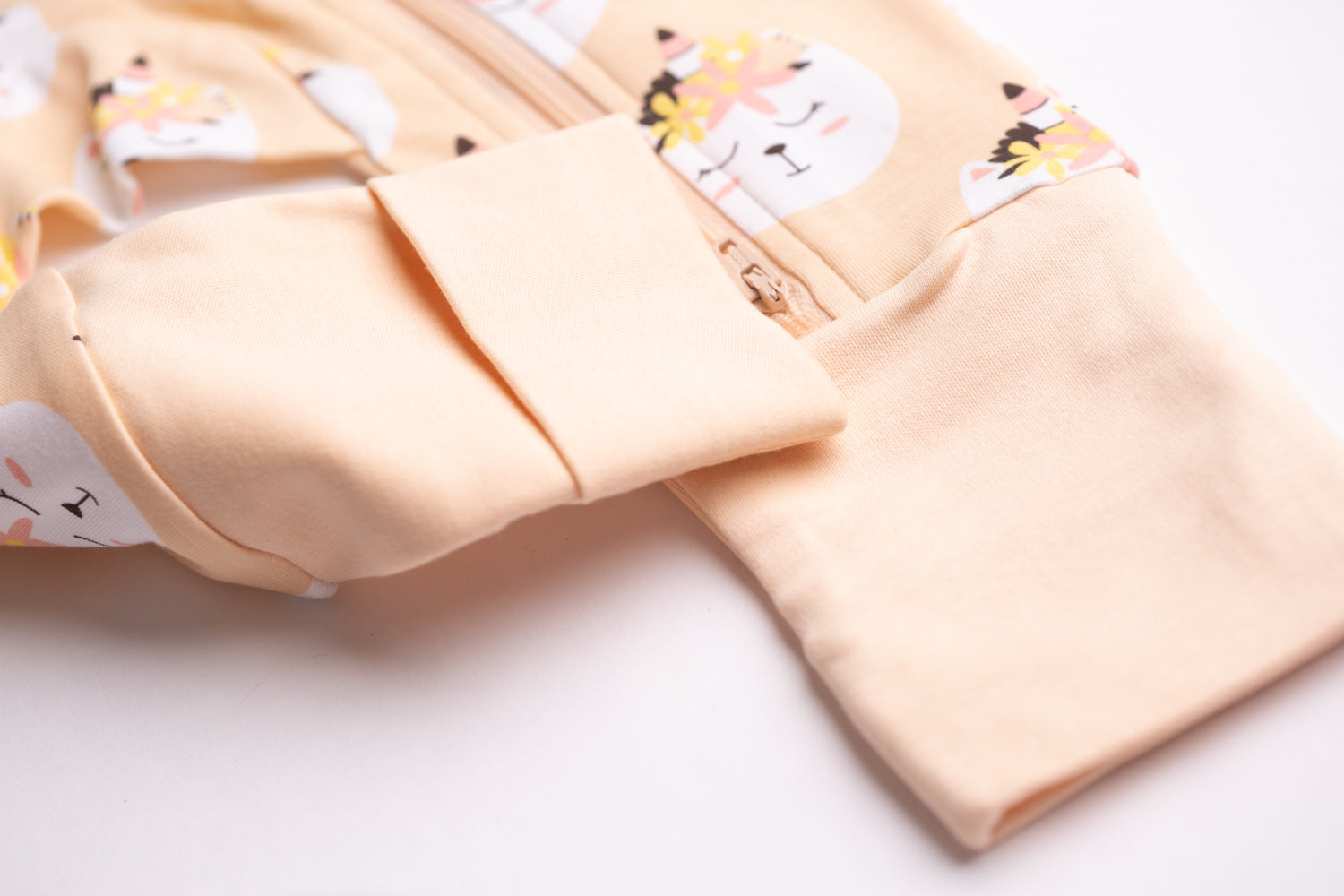 Peach caticorn organic cotton ZippyBoo suit