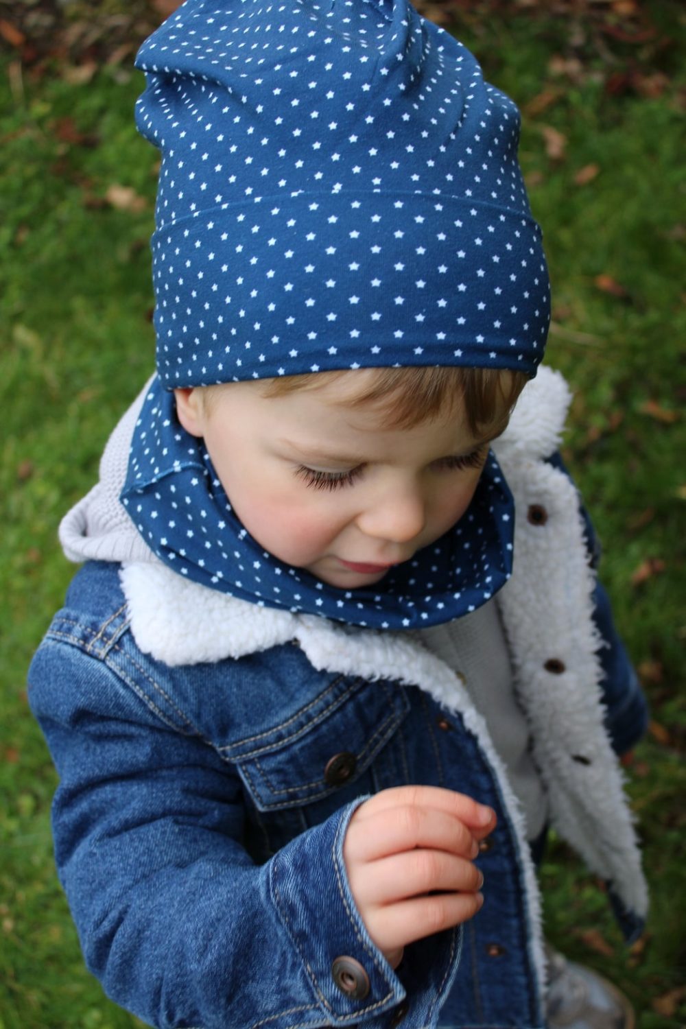 Tiny navy stars organic cotton BooBeanie hat