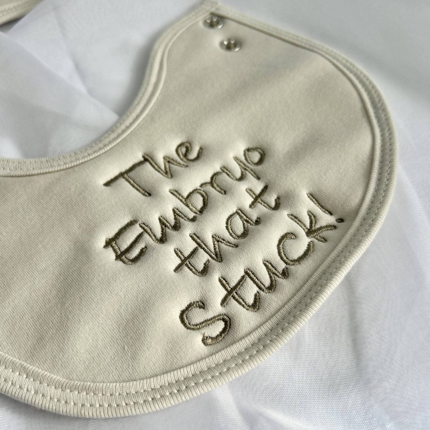 The Embryo that Stuck! organic cotton LittleBoo newborn bib