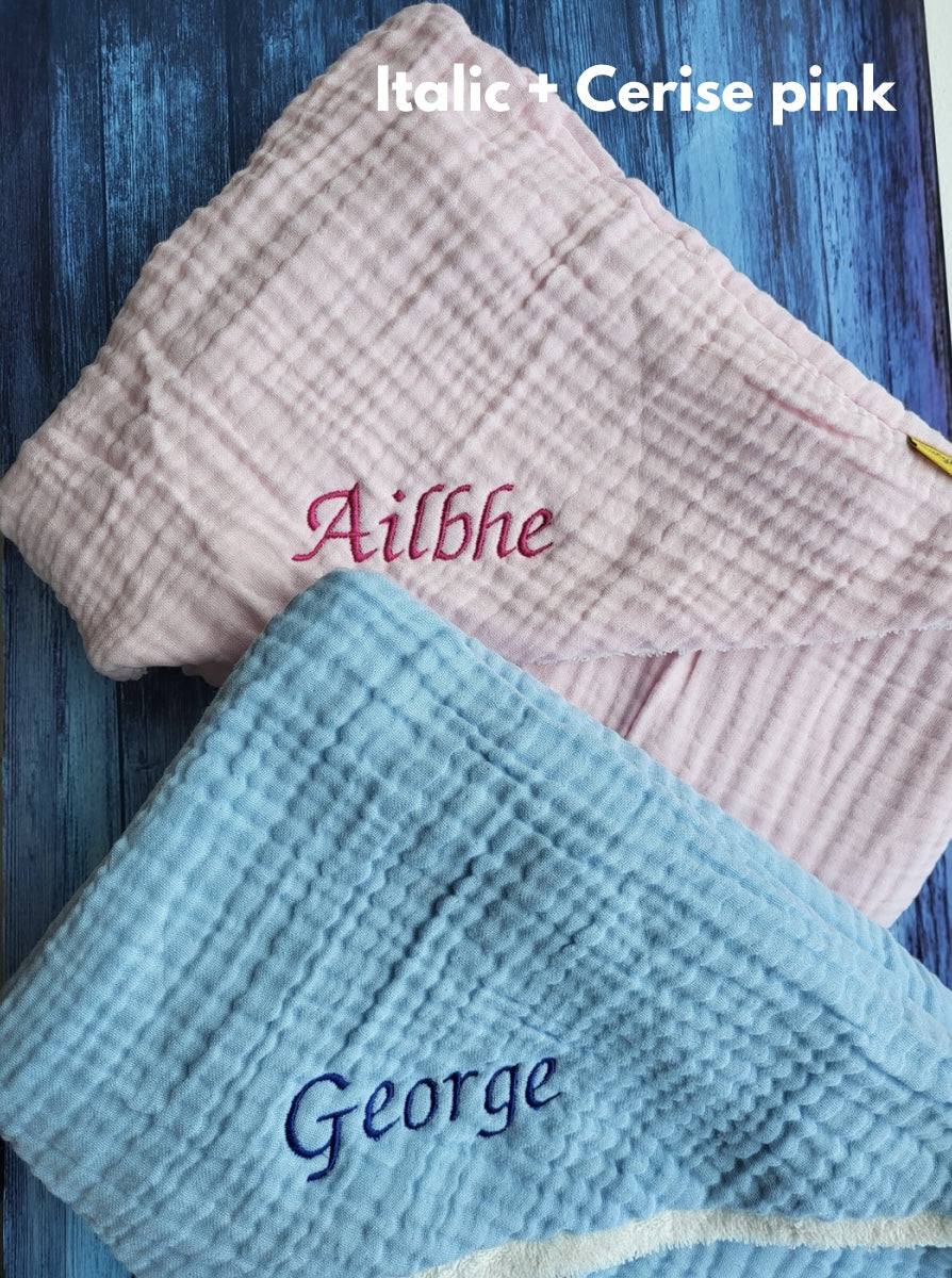 Baby pink organic cotton hooded towel