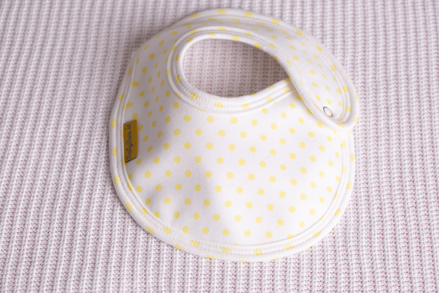 Lemon polka organic cotton LittleBoo baby bib